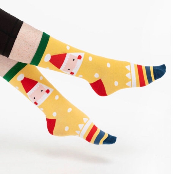 3/$15 2x funky cute socks eggs bacon breakfast Christmas Santa gift Pink Yellow - Picture 3 of 4